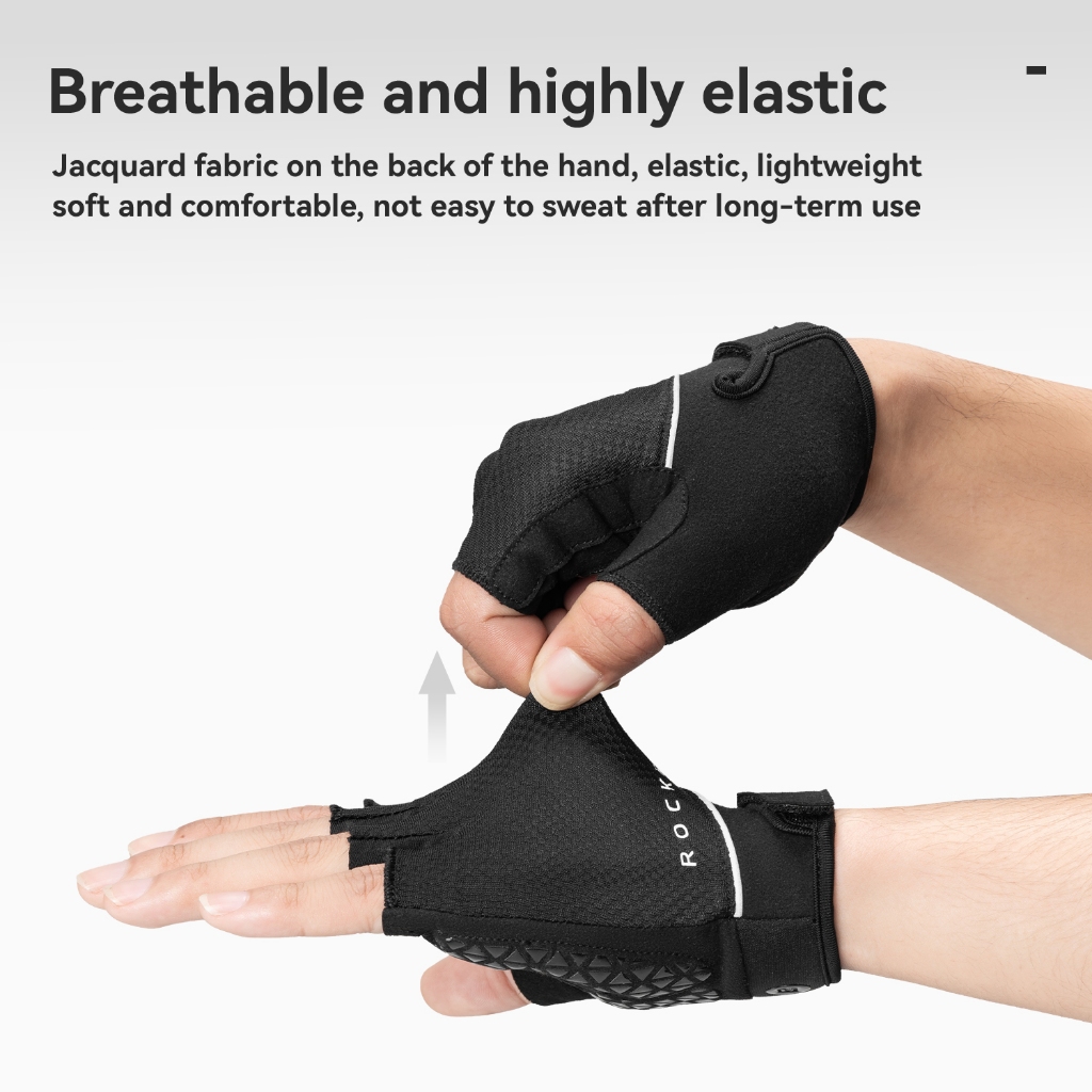 Găng tay đi xe đạp nửa ngón ROCKBROS Găng tay đi xe đạp ngoài trời chống trượt UNISEX