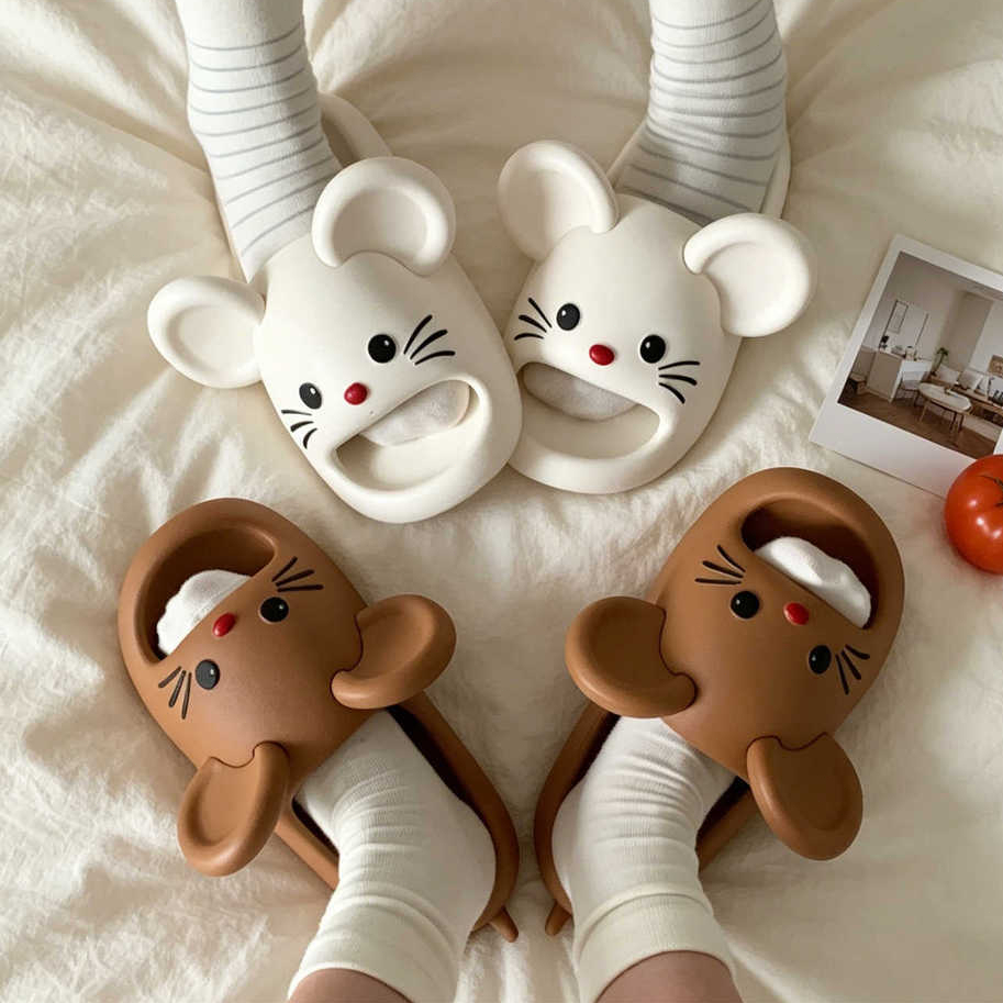 XIXITIAO Dép Nữ Mùa Hè Phong Cách Mới Hoạt Hình Chuột Tai Lớn Ký Túc Xá Sinh Viên Trong Nhà Ngoài Trời