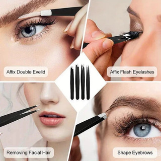 [Bea-t] Bộ 4 Nhíp góc chuyên nghiệp bằng thép không gỉ để tẩy lông màu xám Dụng cụ cạo râu lông mày [Tuyệt vời để sử dụng]