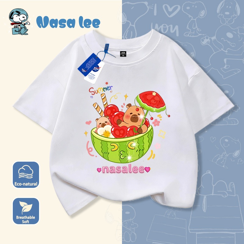 Áo phông bé gái in hình bát kem dưa hấu siêu cute, kiểu dáng rộng thoải mái, đồ bộ mặc nhà hay đi chơi đều đẹp