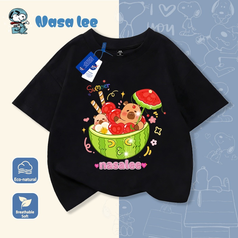 Áo phông bé gái in hình bát kem dưa hấu siêu cute, kiểu dáng rộng thoải mái, đồ bộ mặc nhà hay đi chơi đều đẹp