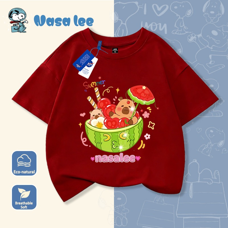 Áo phông bé gái in hình bát kem dưa hấu siêu cute, kiểu dáng rộng thoải mái, đồ bộ mặc nhà hay đi chơi đều đẹp