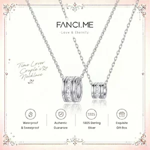 FANCIME Thời Trang Hạt Gỗ Phù Hợp Với Vòng Cổ Cặp Đôi Bạc Sterling Quà Tặng Sinh Nhật Ngày Lễ Tình Nhân Cho Nữ / Nam