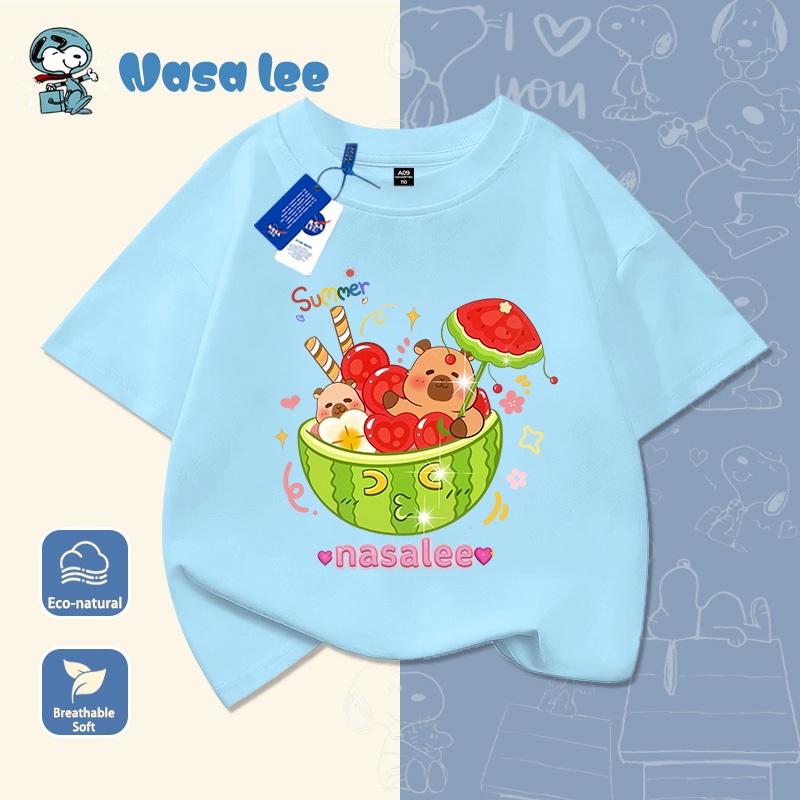 Áo phông bé gái in hình bát kem dưa hấu siêu cute, kiểu dáng rộng thoải mái, đồ bộ mặc nhà hay đi chơi đều đẹp