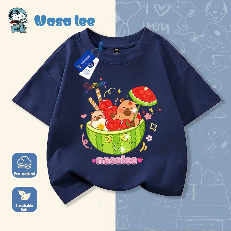 Áo phông bé gái in hình bát kem dưa hấu siêu cute, kiểu dáng rộng thoải mái, đồ bộ mặc nhà hay đi chơi đều đẹp