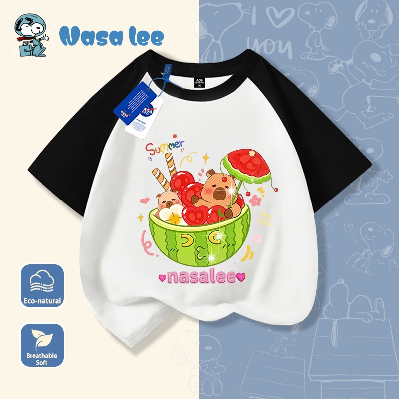 Áo phông bé gái in hình bát kem dưa hấu siêu cute, kiểu dáng rộng thoải mái, đồ bộ mặc nhà hay đi chơi đều đẹp