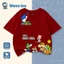 Áo thun trẻ em Super Mario, tay lỡ đen trắng, phong cách Mỹ, in hình hoạt hình, unisex bé trai gái