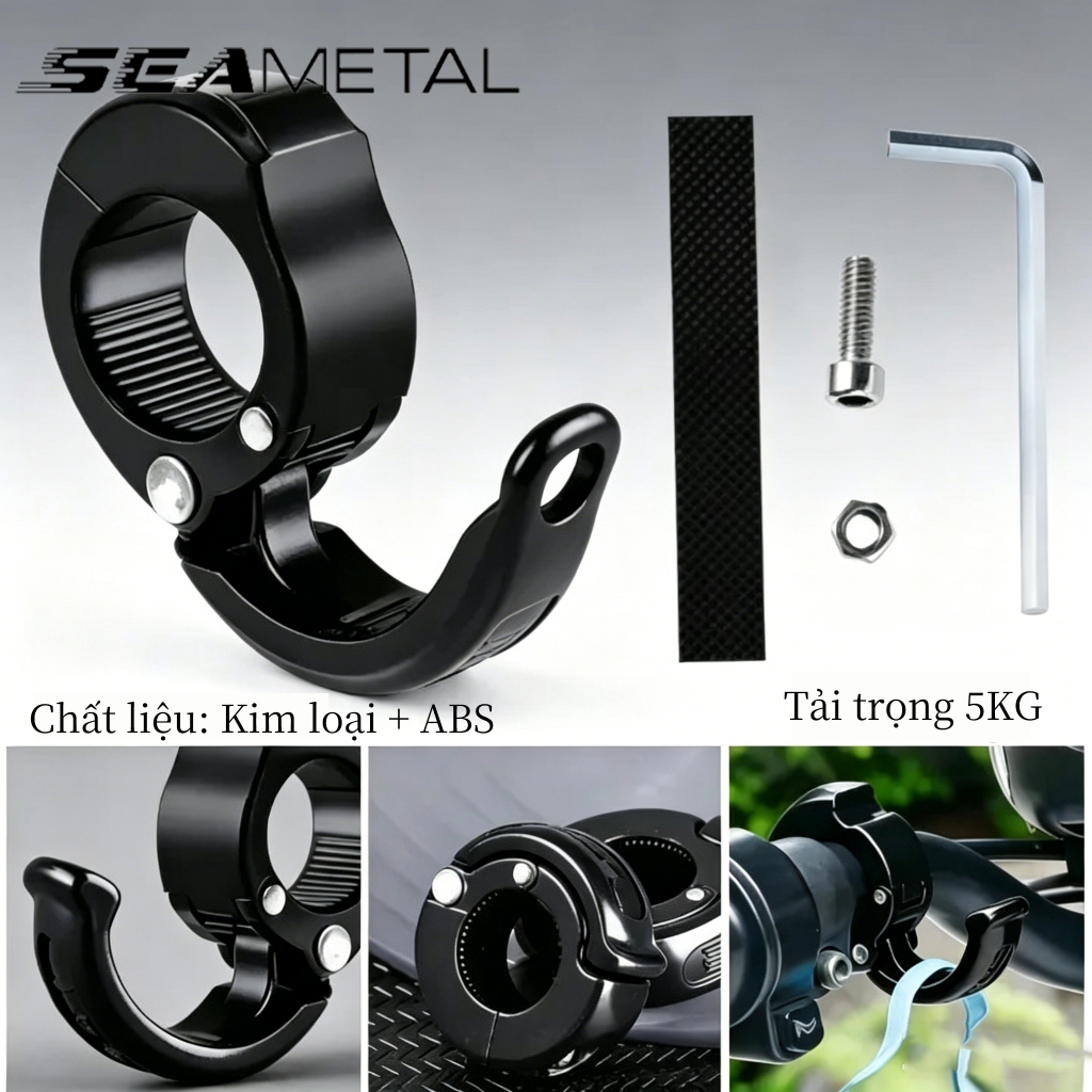 SEAMETAL Xe Đạp Điện Tay Lái Móc Treo Hàng Hóa Móc Túi Hành Lý Móc Treo Mũ Bảo Hiểm Móng Vuốt Xe Máy Hàng