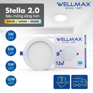 Đèn Led Âm Trần Downlight WELLMAX, Phòng Đèn Âm Trần Siêu Sáng Đơn Màu 3W 6W 9W 12W 220-240V BH 1Năm