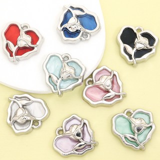 10 Chiếc 8 Màu Acrylic Tấm Inlay Trái Tim Hợp Kim Quyến Rũ Với Thiết Kế Hoa Hồng Cứu Trợ, Phong Cách Pháp Vòng Cổ Thanh Lịch Vòng Tay Bông Tai Trâm Cài Huy Hiệu DIY Không Đều Mặt Dây Hình Trái Tim