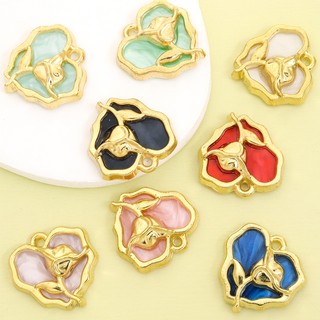 10 Chiếc 8 Màu Acrylic Tấm Inlay Trái Tim Hợp Kim Quyến Rũ Với Thiết Kế Hoa Hồng Cứu Trợ, Phong Cách Pháp Vòng Cổ Thanh Lịch Vòng Tay Bông Tai Trâm Cài Huy Hiệu DIY Không Đều Mặt Dây Hình Trái Tim