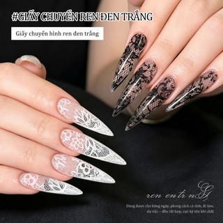 Miss Gooey Lưới đỏ bùng nổ móng tay đen trắng ren rỗng lưới chuyển giấy phổ biến hiển thị trắng tinh khiết babes móng tay trang trí