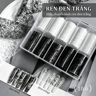 Miss Gooey Lưới đỏ bùng nổ móng tay đen trắng ren rỗng lưới chuyển giấy phổ biến hiển thị trắng tinh khiết babes móng tay trang trí