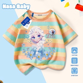[Hàng có sẵn Giao ngay] Áo thun trẻ em in hình công chúa NASA Elsa, cotton thoáng khí, tay ngắn