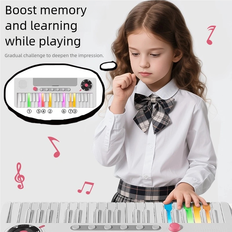 Đàn piano 37 phím thông minh cầu vồng BESY, được trang bị đèn báo đầy màu sắc phát sáng và phát âm thanh khi ép. Thích hợp cho trẻ em, người mới bắt đầu và trẻ sơ sinh. Tính năng intel