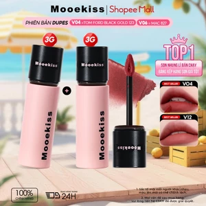 Combo 2 Son Mooekiss Velvet Lip Mud Lì Mịn, Lên Màu Chuẩn, Giữ Màu Lâu, Tiết Kiệm 3gx2