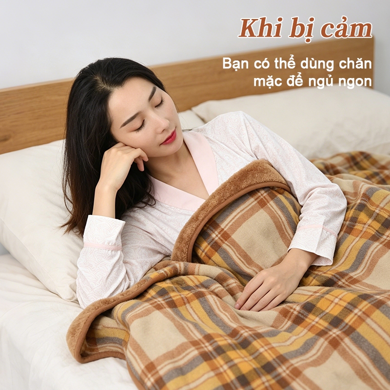 【Giao trong 24h】Chăn Văn Phòng Kiêm Áo Choàng Văn Phòng 2 Lớp Dày Dặn Chất Liệu Mềm Mại Nhỏ Gọn