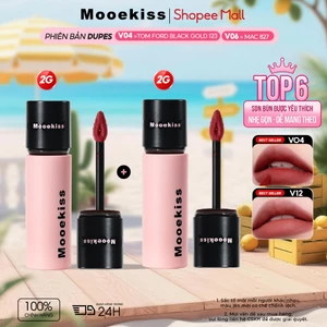 Combo 2 Son Bùn Mooekiss Mini, Lì Mịn, Làm Đều Màu Môi, Tôn Da Tự Nhiên, Nhỏ Gọn 2gx2