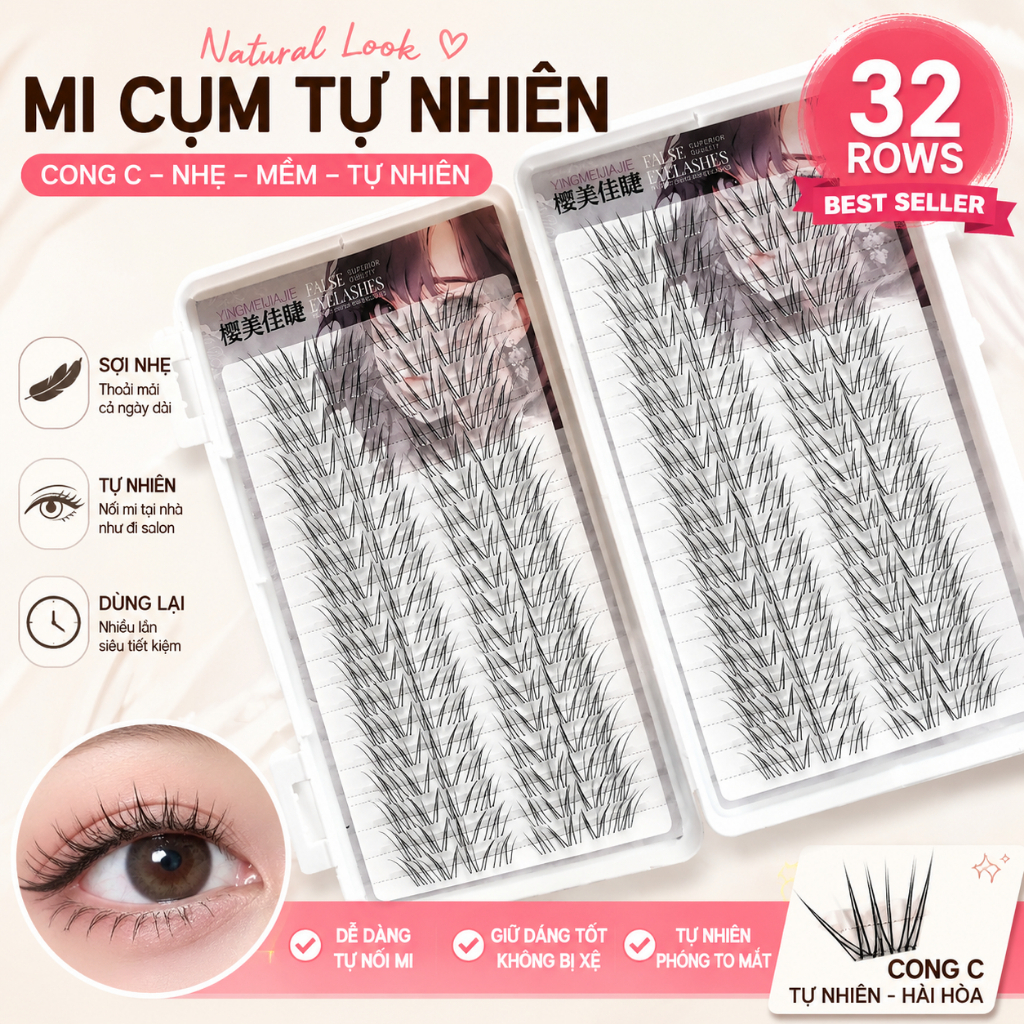 COD✨Lông mi trên Nhìn tự nhiên Nhẹ phóng to mắt để sử dụng và chụp ảnh hàng ngày