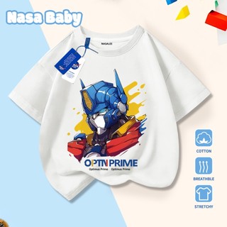 [Hàng có sẵn Giao ngay] Áo thun trẻ em in hình Optimus Prime, cotton thoáng khí, dáng ngắn