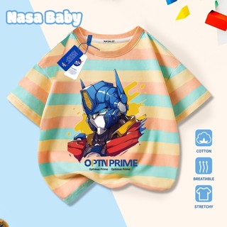 [Hàng có sẵn Giao ngay] Áo thun trẻ em in hình Optimus Prime, cotton thoáng khí, dáng ngắn