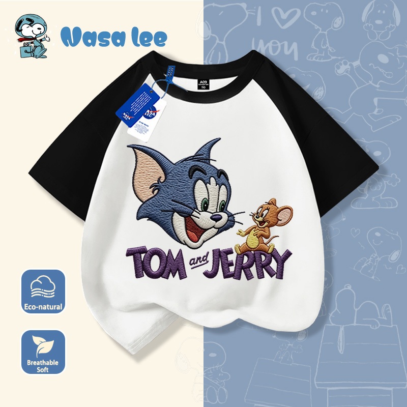 Áo thun trẻ em hình Tom and Jerry, cotton 100% mềm mại, form rộng thoải mái, unisex bé trai gái