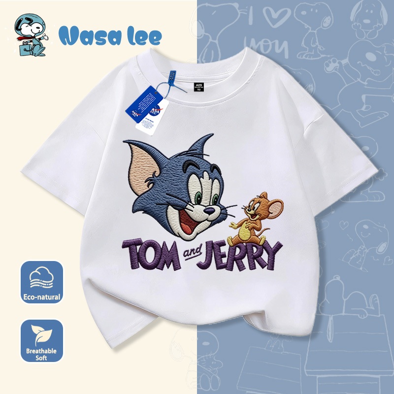 Áo thun trẻ em hình Tom and Jerry, cotton 100% mềm mại, form rộng thoải mái, unisex bé trai gái