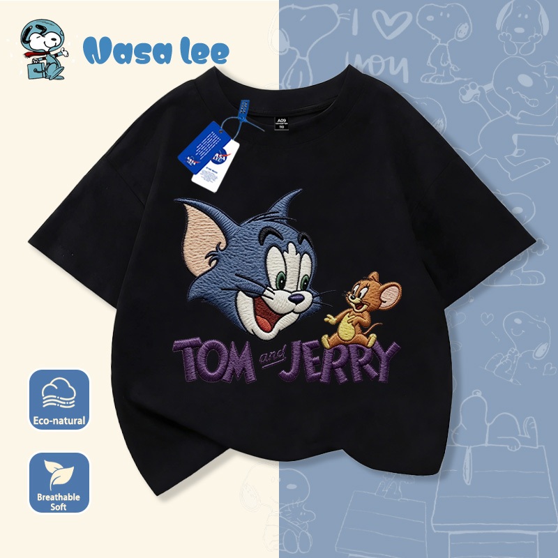 Áo thun trẻ em hình Tom and Jerry, cotton 100% mềm mại, form rộng thoải mái, unisex bé trai gái
