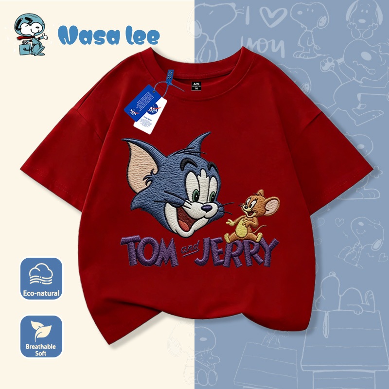 Áo thun trẻ em hình Tom and Jerry, cotton 100% mềm mại, form rộng thoải mái, unisex bé trai gái