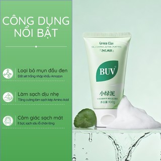 BUV Chlorophyll Amino Acid Sữa Rửa Mặt Kiểm Soát Dầu Mụn Thu Nhỏ Lỗ Chân Lông Loại Bỏ Mụn Đầu Đen Nam Nữ