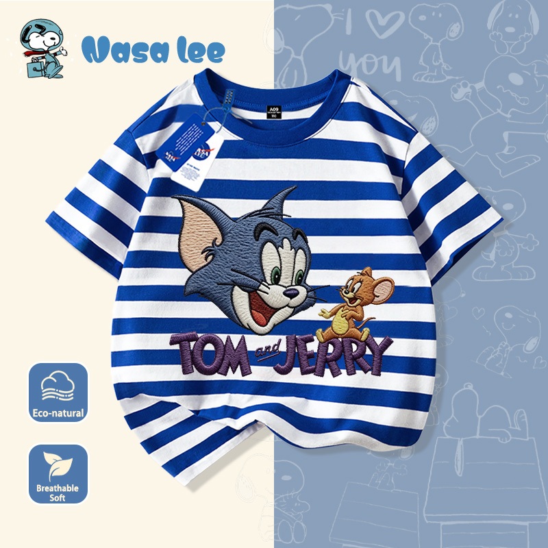 Áo thun trẻ em hình Tom and Jerry, cotton 100% mềm mại, form rộng thoải mái, unisex bé trai gái