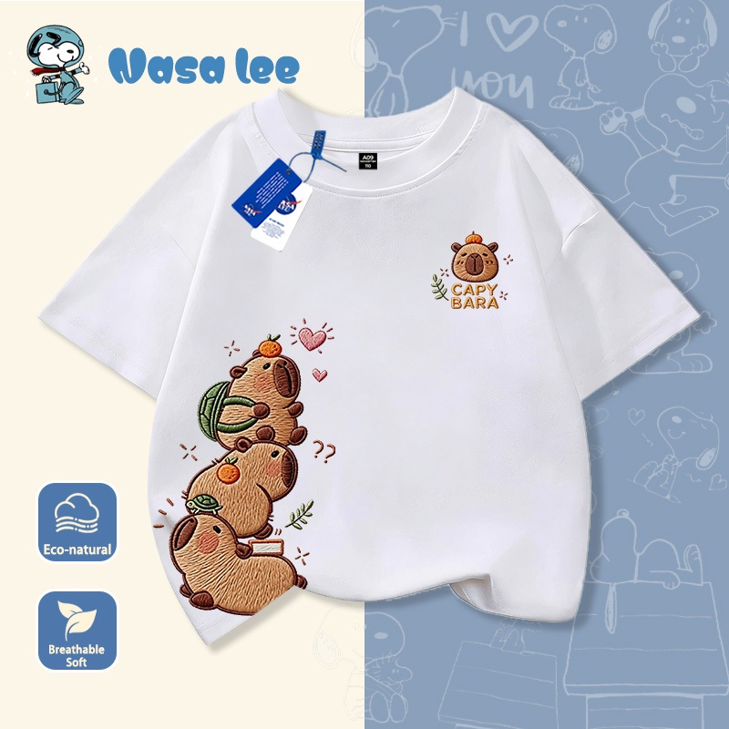 Áo thun bé gái màu hồng, thêu hình gấu BABY, cotton mềm mại, form rộng thoải mái, thời trang trẻ em