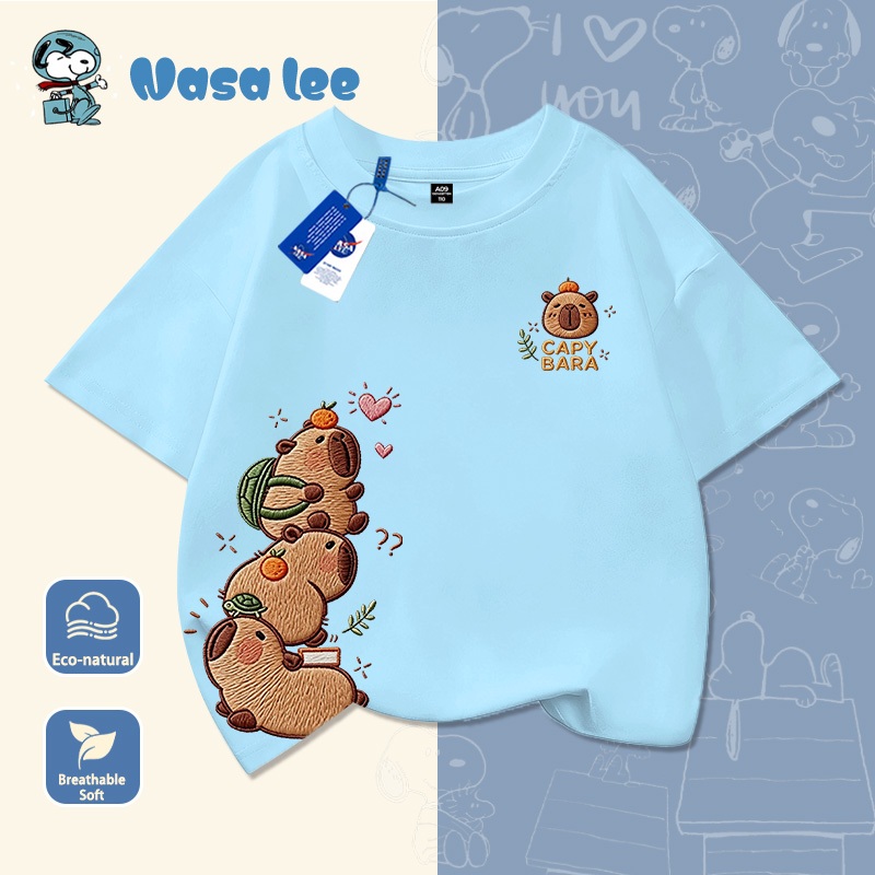 Áo thun bé gái màu hồng, thêu hình gấu BABY, cotton mềm mại, form rộng thoải mái, thời trang trẻ em