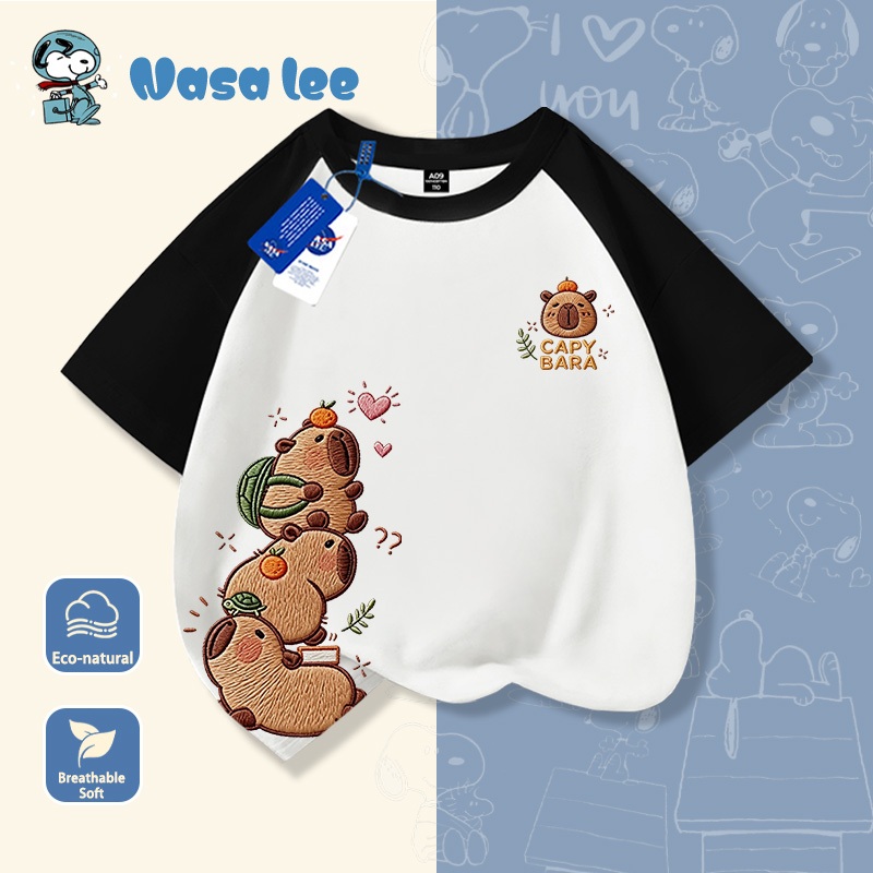 Áo thun bé gái màu hồng, thêu hình gấu BABY, cotton mềm mại, form rộng thoải mái, thời trang trẻ em