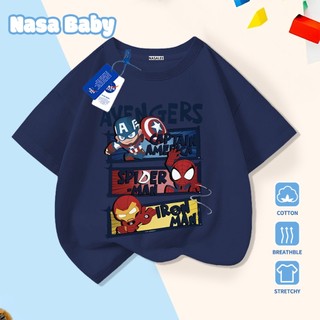[Hàng có sẵn Giao ngay] Áo thun trẻ em NASA Cat Captain America, Iron Man, Người Nhện Cotton thoáng khí, thoải mái, tay ngắn
