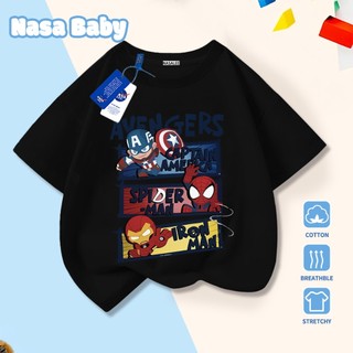 [Hàng có sẵn Giao ngay] Áo thun trẻ em NASA Cat Captain America, Iron Man, Người Nhện Cotton thoáng khí, thoải mái, tay ngắn