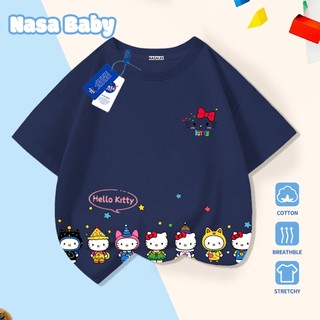 [Hàng có sẵn Giao ngay] Áo thun Hello Kitty NASA in hình thùng gia đình, cotton thoáng khí, tay ngắn cho trẻ em