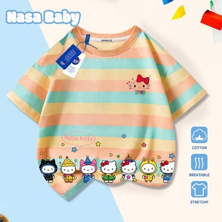 [Hàng có sẵn Giao ngay] Áo thun Hello Kitty NASA in hình thùng gia đình, cotton thoáng khí, tay ngắn cho trẻ em