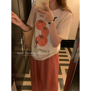 Áo thun nữ tay ngắn cổ tròn cotton in hoạt hình phong cách lười