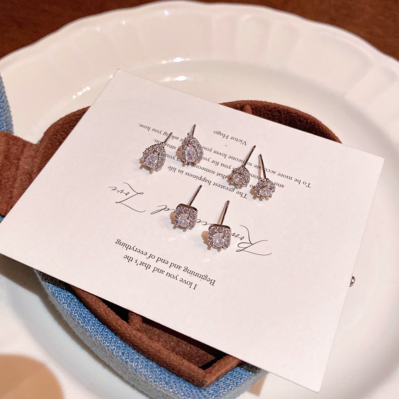 Bông Tai Giọt Nước Đính Đá Zircon Lấp Lánh, Phù Hợp Đi Làm Và Hẹn Hò