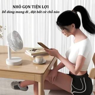 QUITEK Quạt Để Bàn – Cổng Sạc Type-C, Lắc Đầu, 4 Tốc Độ Gió, Dùng 20 Giờ