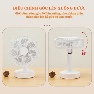 QUITEK Quạt Để Bàn – Cổng Sạc Type-C, Lắc Đầu, 4 Tốc Độ Gió, Dùng 20 Giờ