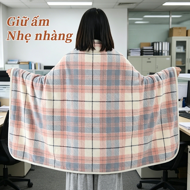 【Giao trong 24h】Chăn Văn Phòng Kiêm Áo Choàng Văn Phòng 2 Lớp Dày Dặn Chất Liệu Mềm Mại Nhỏ Gọn
