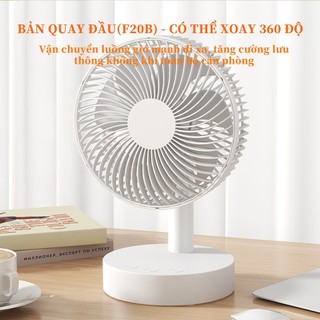 QUITEK Quạt Để Bàn – Cổng Sạc Type-C, Lắc Đầu, 4 Tốc Độ Gió, Dùng 20 Giờ