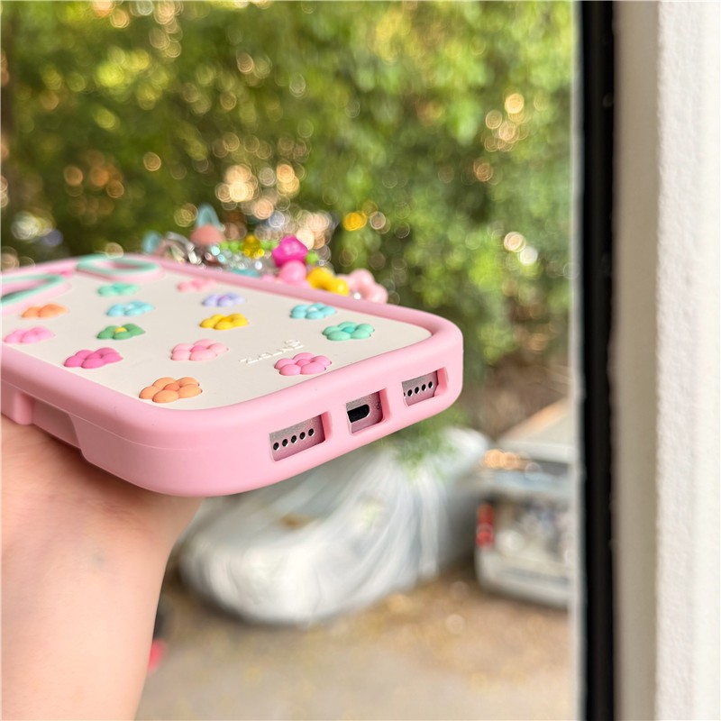 Ốp điện thoại chất liệu gel silicon họa tiết hoa ba chiều cho iPhone 17 Pro max