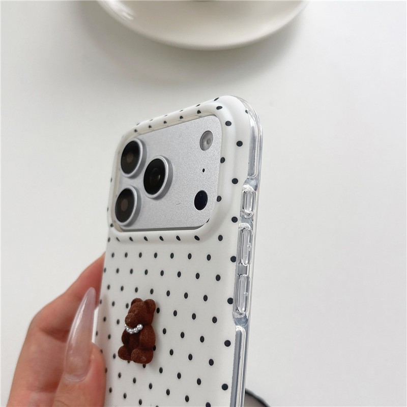 Ốp điện thoại xử lý IMD họa tiết gấu chấm chấm cho iPhone 17 Pro max