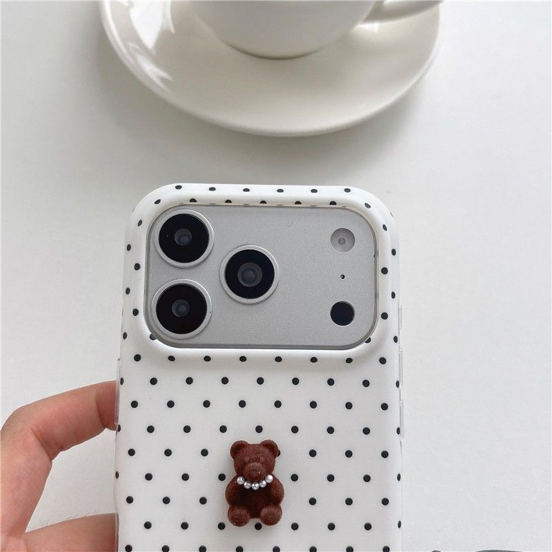 Ốp điện thoại xử lý IMD họa tiết gấu chấm chấm cho iPhone 17 Pro max