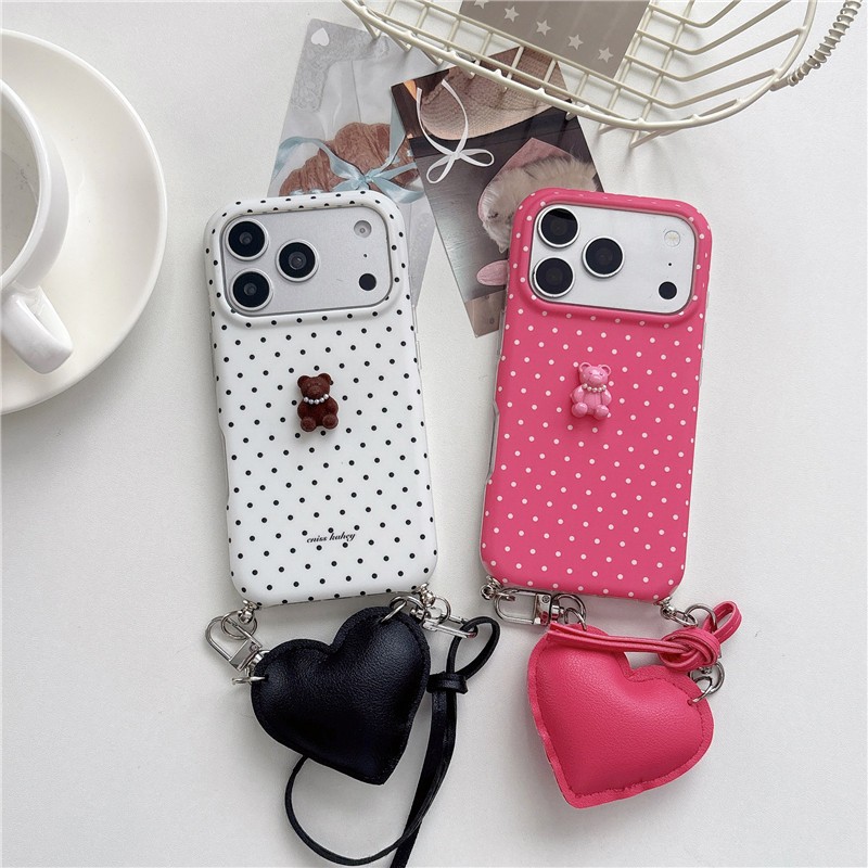 Ốp điện thoại xử lý IMD họa tiết gấu chấm chấm cho iPhone 17 Pro max
