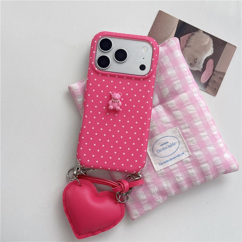Ốp điện thoại xử lý IMD họa tiết gấu chấm chấm cho iPhone 17 Pro max