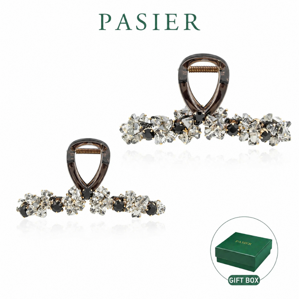 PASIER Kẹp tóc càng cua nữ handmade đính đá lấp lánh, thiết kế tinh tế sang trọng, phụ kiện tóc NN088